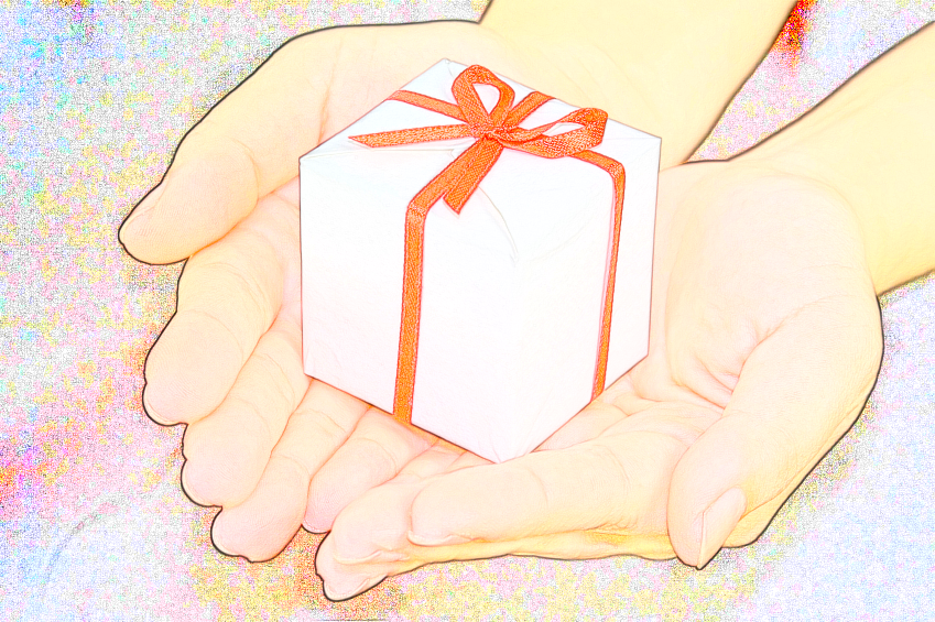 Een geschenk. Bewerkt van bron